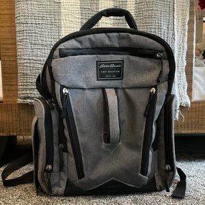 Eddie Bauer First Adventure Backpack Diaper Bag Gray with Black
